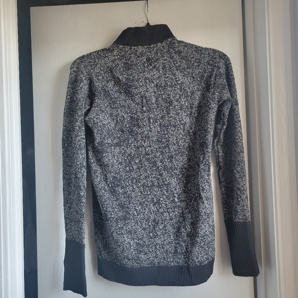 Black and grey Lululemon mock neck quarter zip up shirt - Picture 5 of 6
